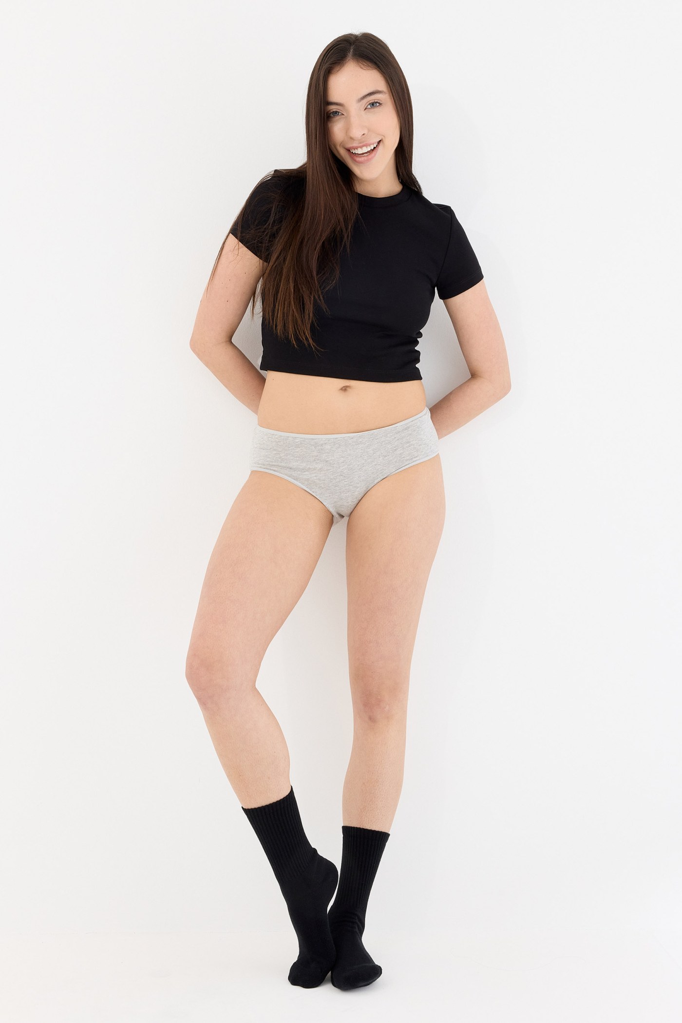 Air Gri Yüksek Bel Slip Külot