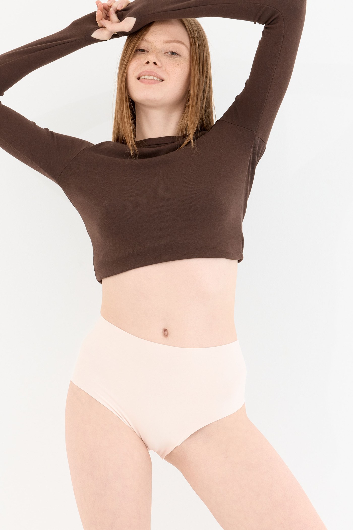 Shade Dikişsiz Yüksek Bel Slip Külot Pudra