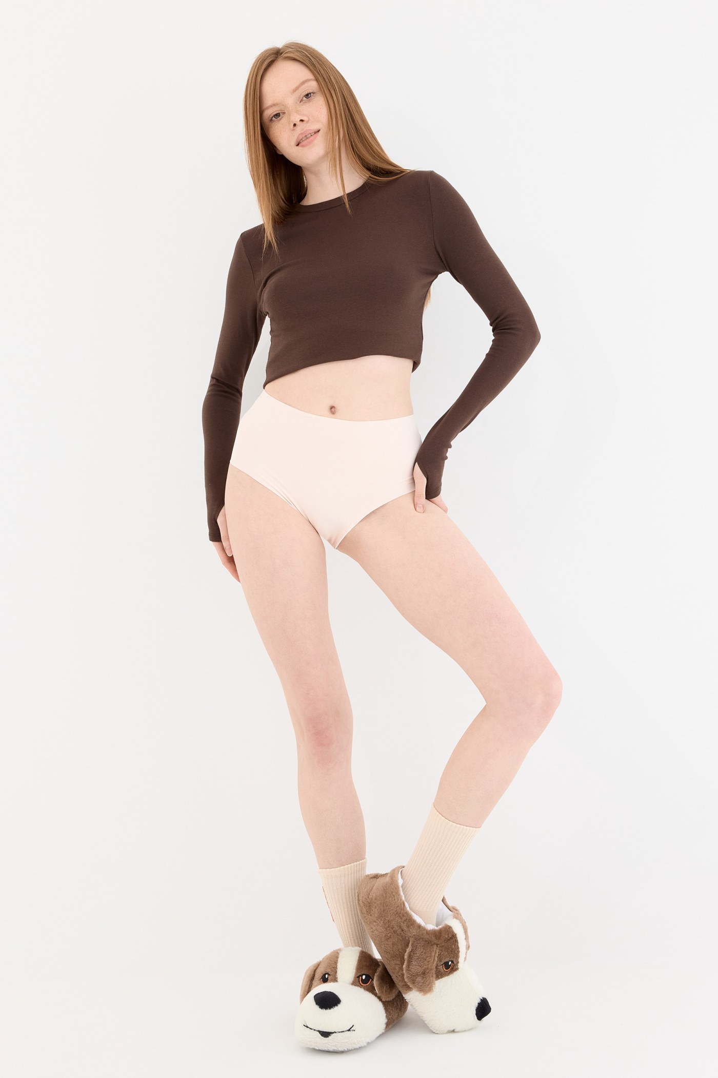 Shade Dikişsiz Yüksek Bel Slip Külot Pudra