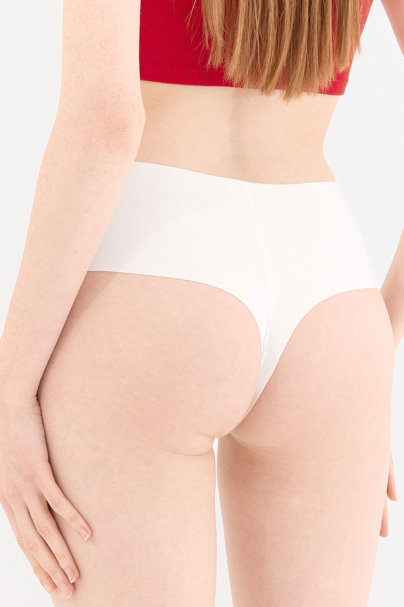 Shade Dikişsiz Yüksek Bel Tanga Külot Beyaz