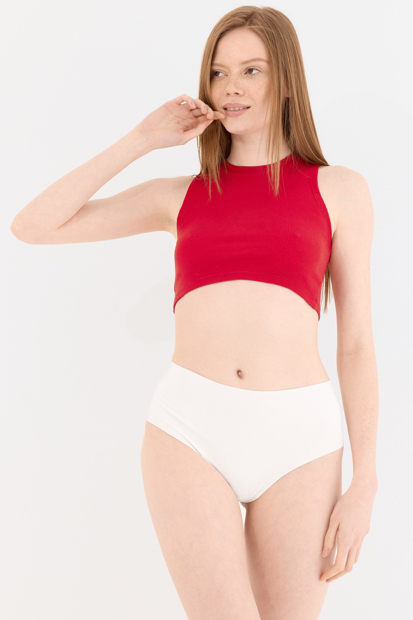 Shade Dikişsiz Yüksek Bel Tanga Külot Beyaz