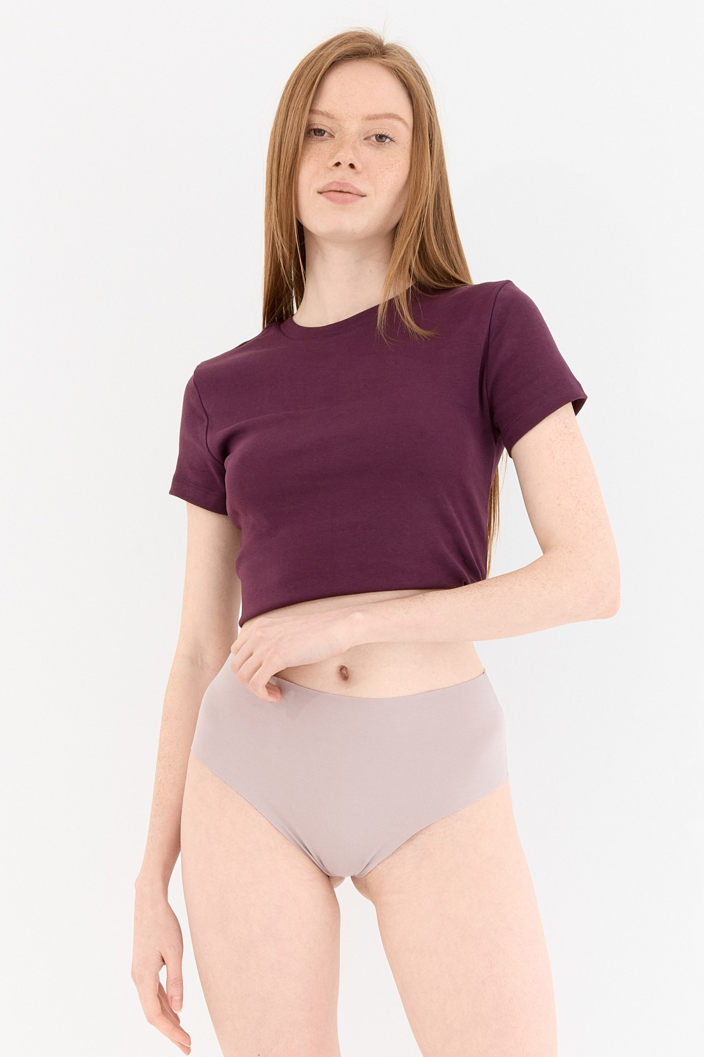 Shade Dikişsiz Yüksek Bel Tanga Külot Leylak