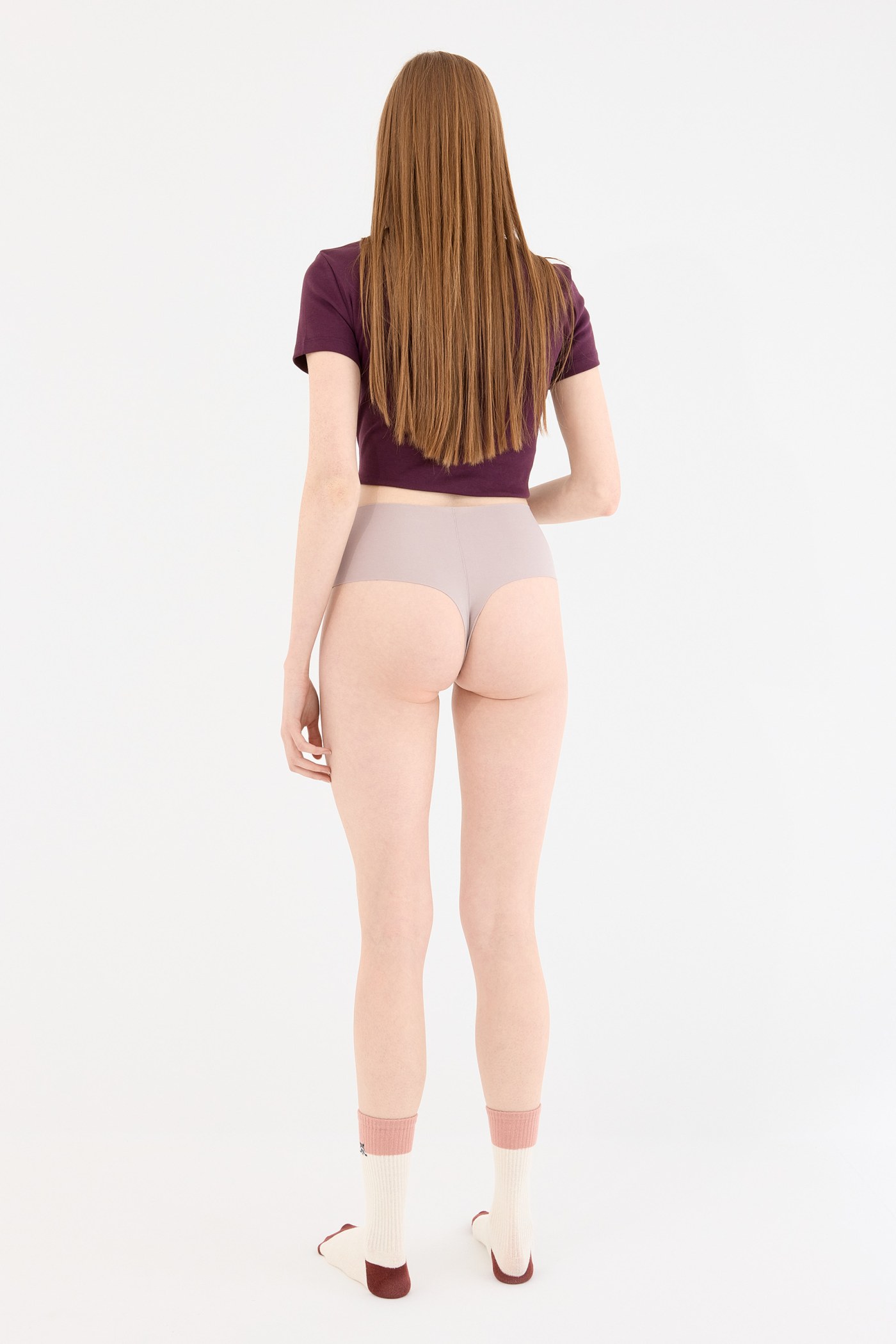 Shade Dikişsiz Yüksek Bel Tanga Külot Leylak