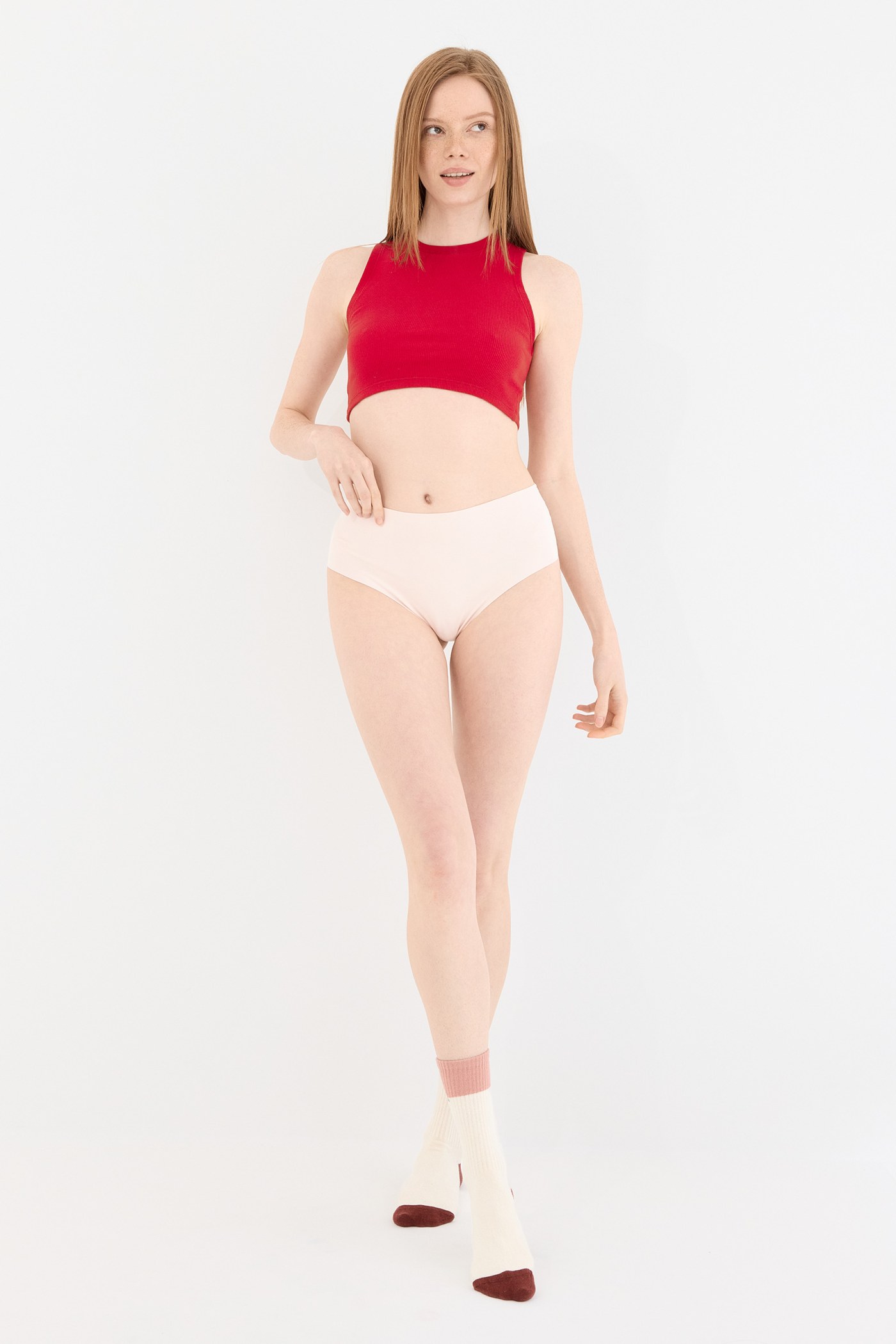 Shade Dikişsiz Yüksek Bel Tanga Külot Pudra