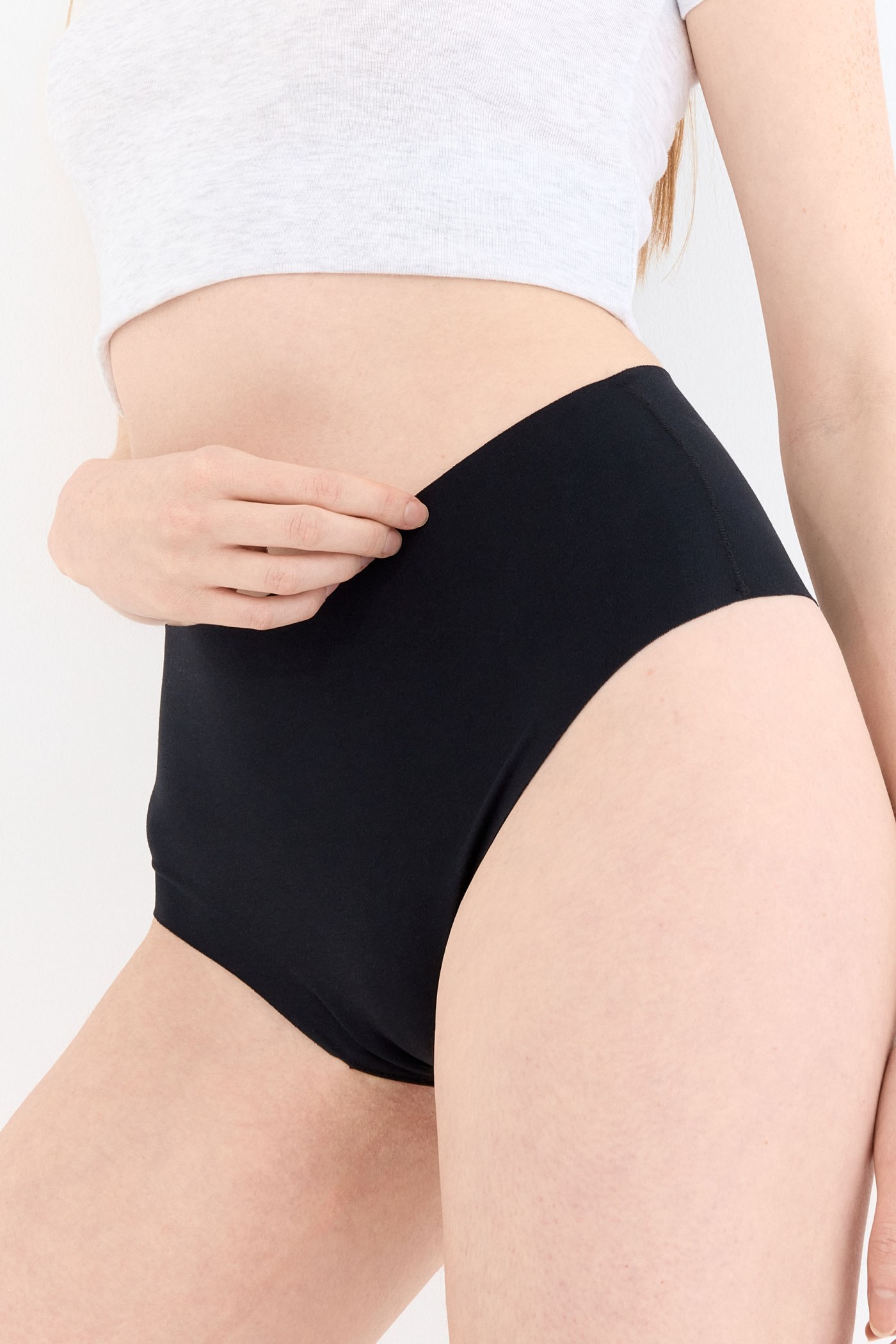 Shade Dikişsiz Yüksek Bel Tanga Külot Siyah