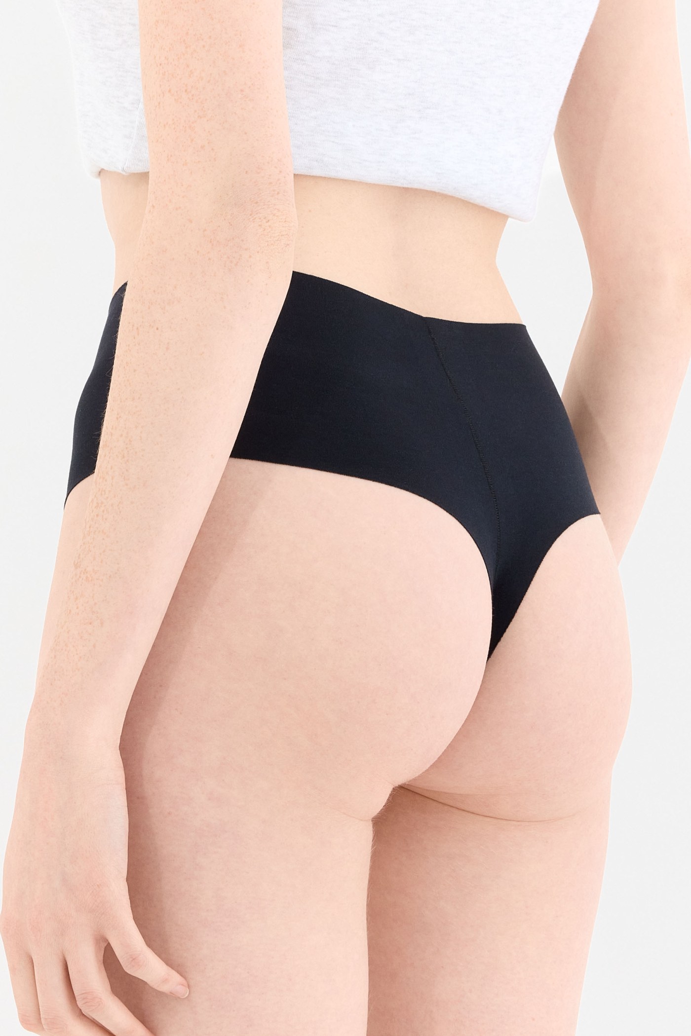 Shade Dikişsiz Yüksek Bel Tanga Külot Siyah