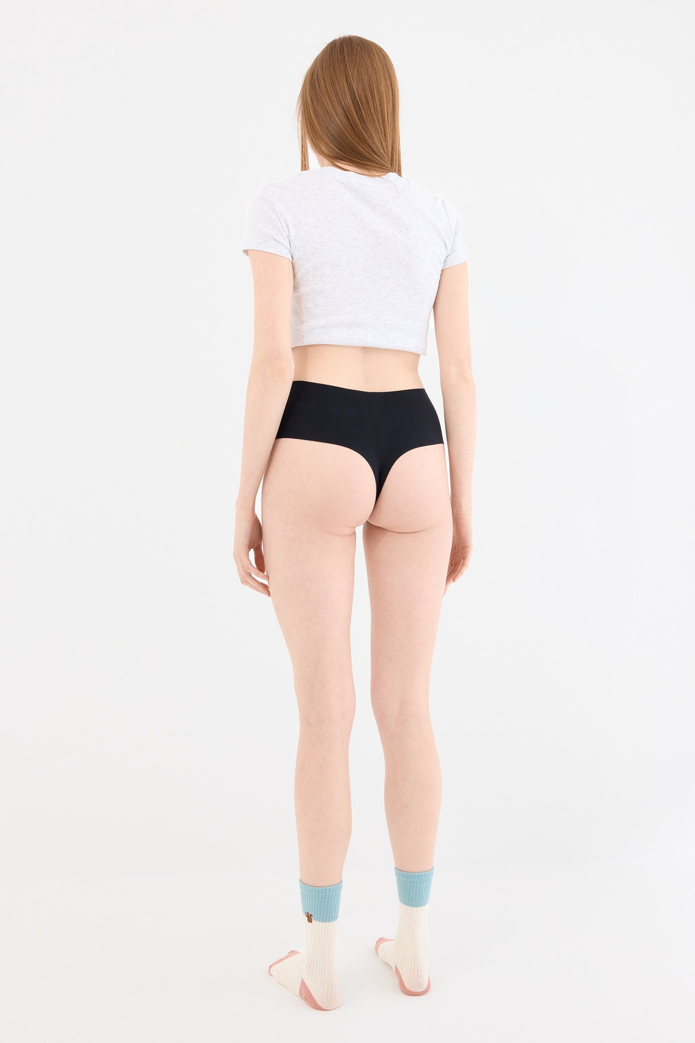 Shade Dikişsiz Yüksek Bel Tanga Külot Siyah