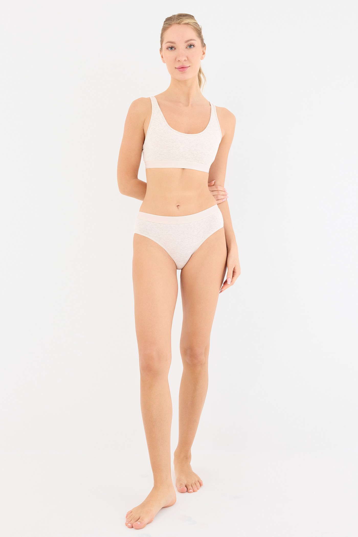 Touch Krem Yüksek Bel Slip Külot