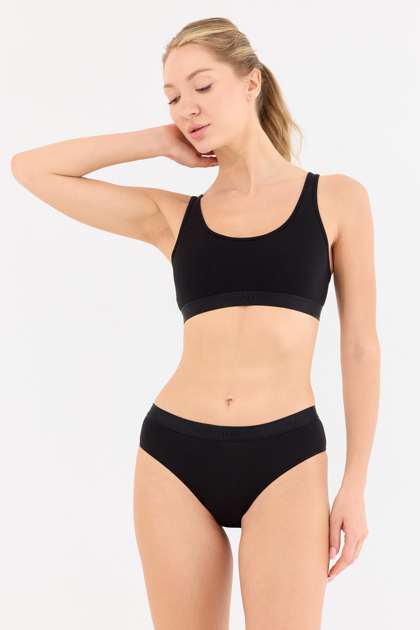 Touch Siyah Yüksek Bel Slip Külot