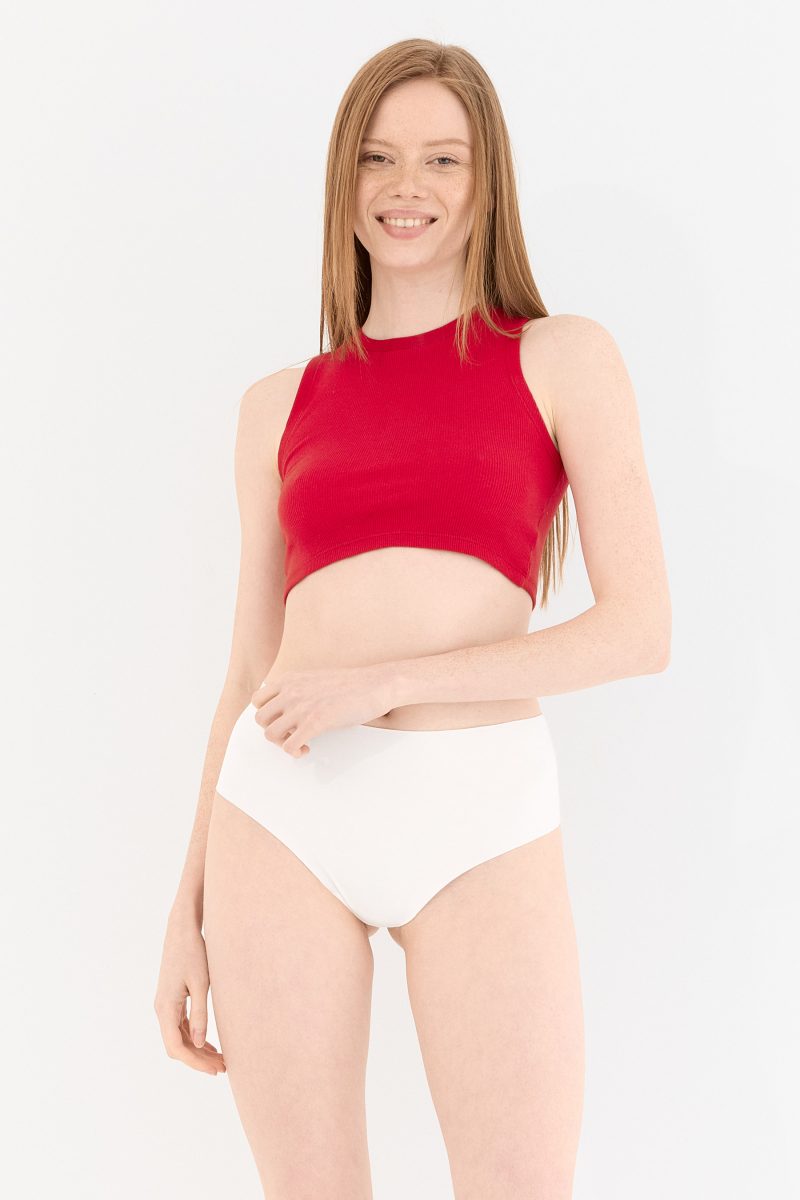 Shade Dikişsiz Yüksek Bel Tanga Külot Beyaz