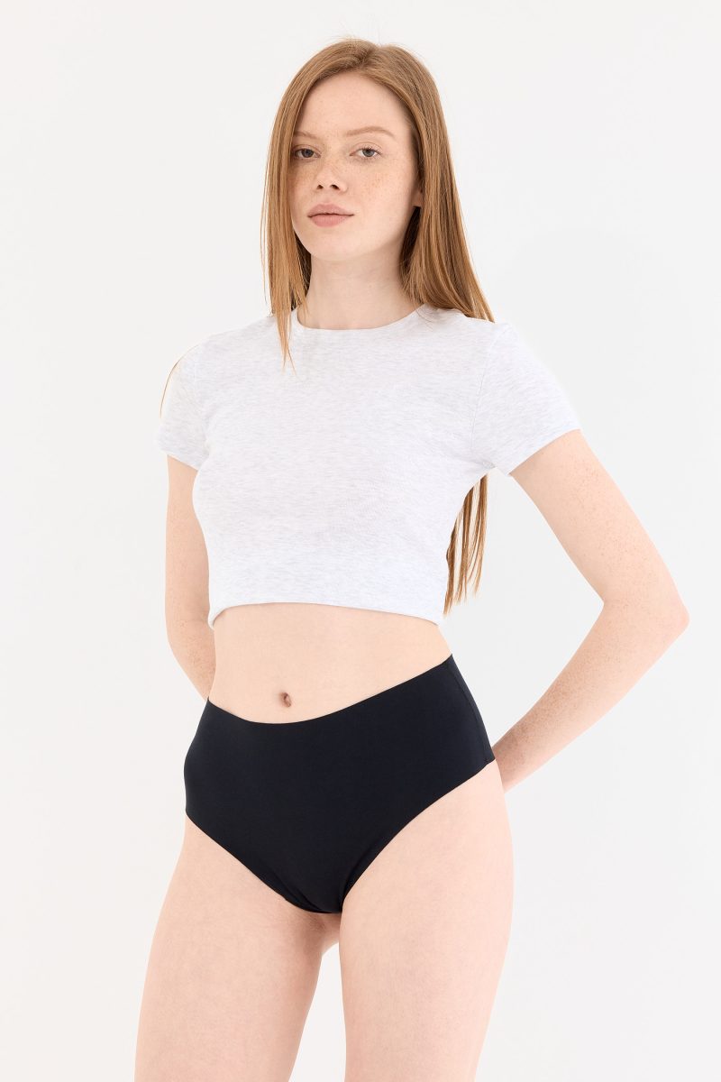 Shade Dikişsiz Yüksek Bel Tanga Külot Siyah