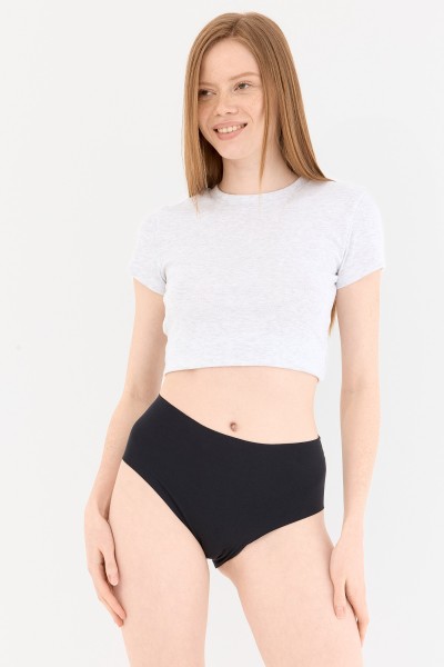 Shade Dikişsiz Yüksek Bel Slip Külot Siyah