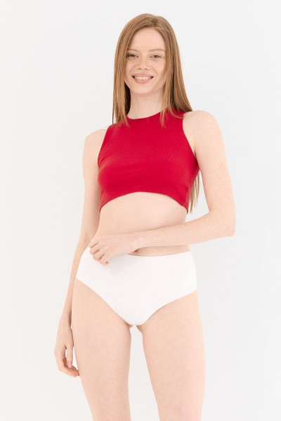 Shade Dikişsiz Yüksek Bel Tanga Külot Beyaz