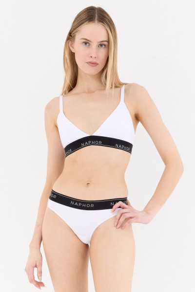 Signature Noir White Thong