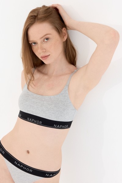 Signature Noir Gray Strap Detail Bralette