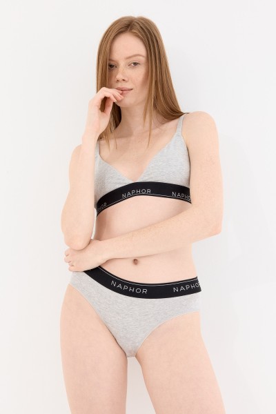 Signature Noir Gri Yüksek Bel Slip Külot
