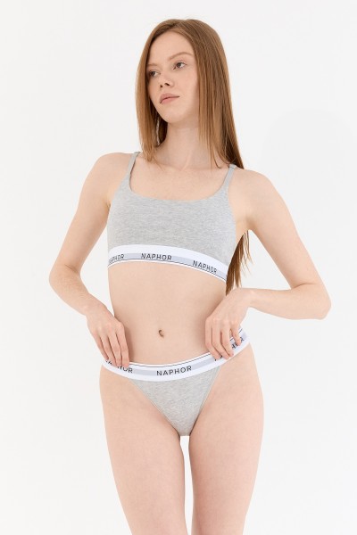 Signature Perle Gray Strap Detail Bralette