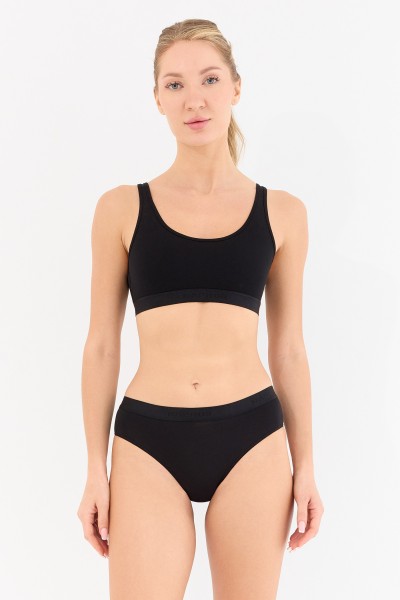 Touch Siyah Yüksek Bel Slip Külot